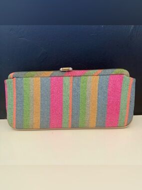 L and M Clutch Bag Womens OS Multicolor Excellent Vintage Striped Woven USA